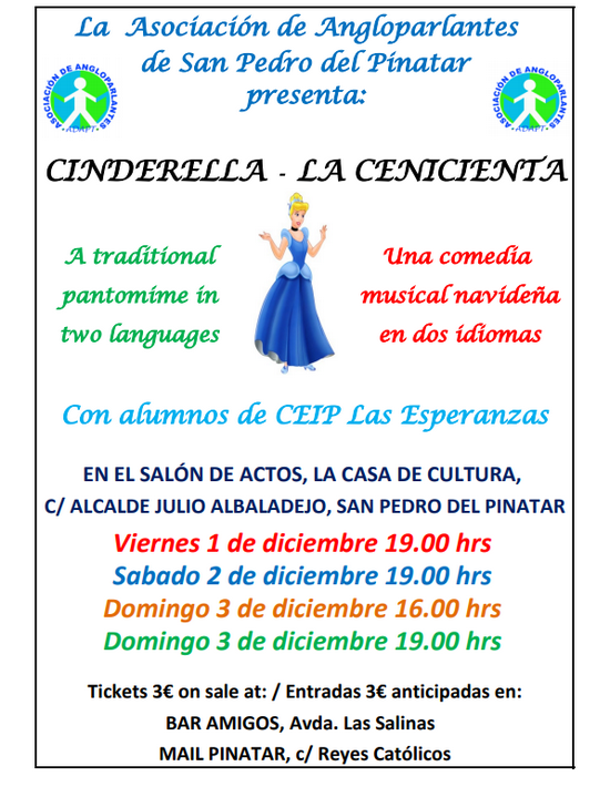 La asociación ADAPT presenta su comedia musical Cinderella en inglés y  español