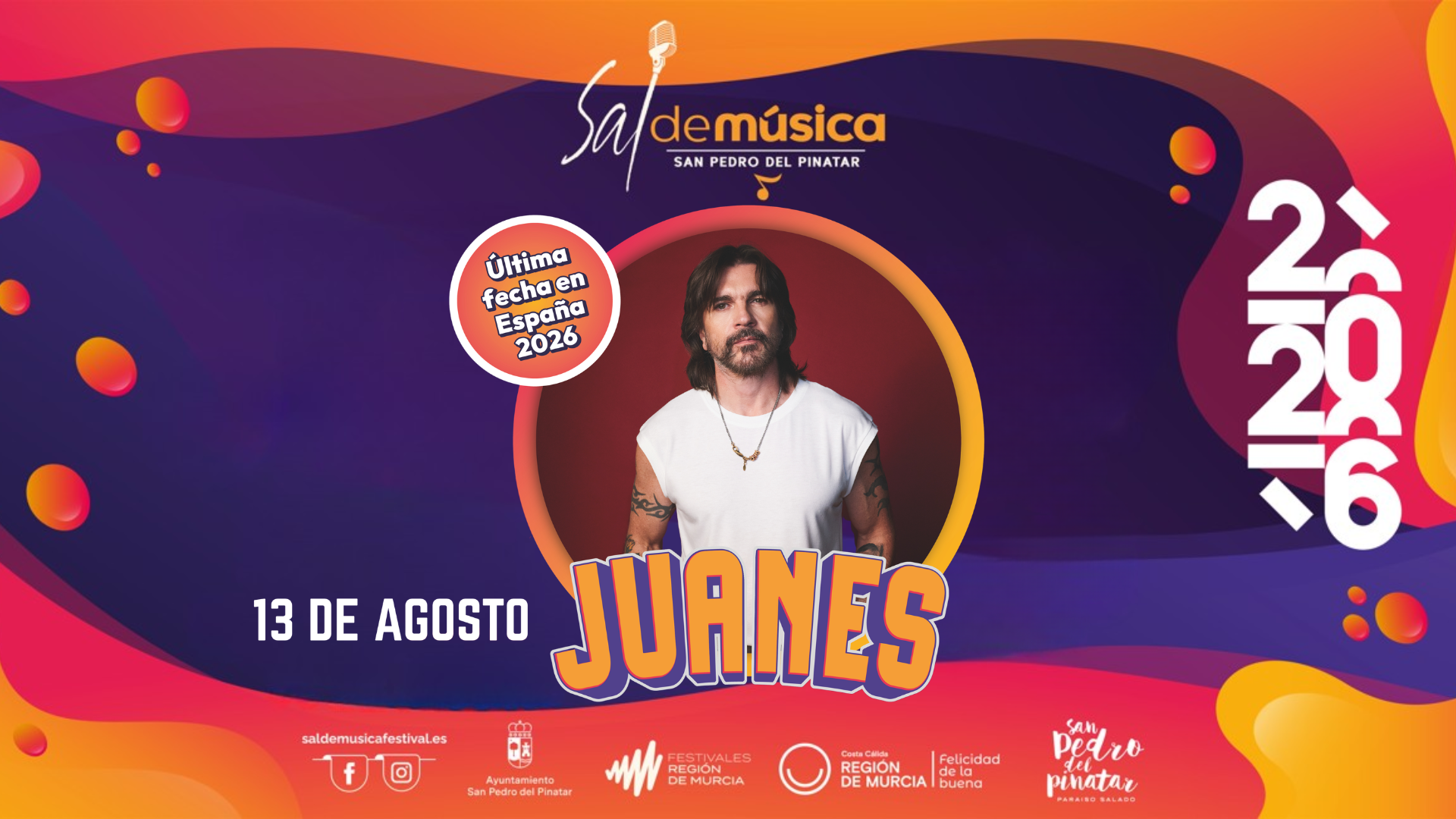 Juanes llega al Festival Sal de Música, su última fecha en España en 2026